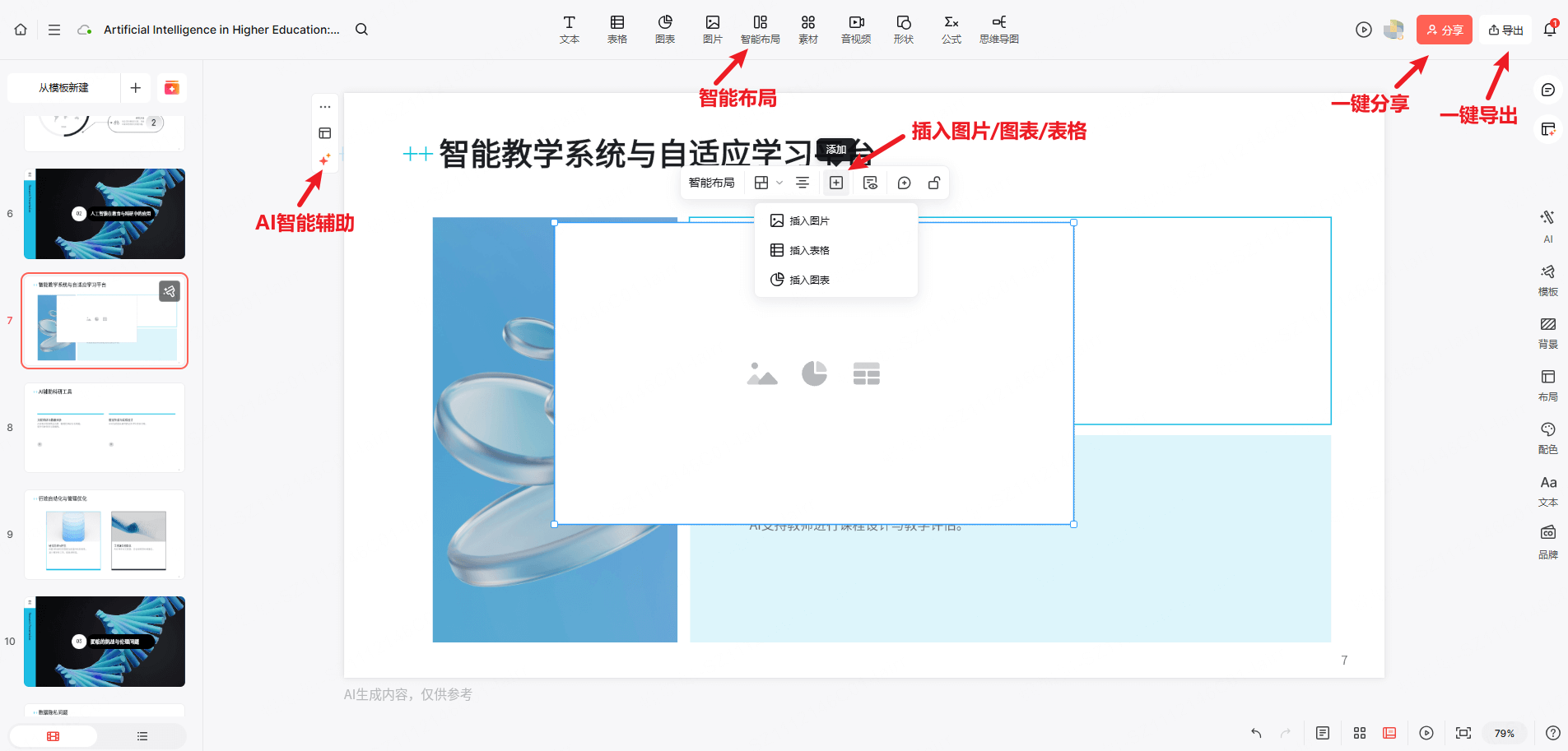 用博思AIPPT 打造高水平学术课件-第4步:智能排版与导出