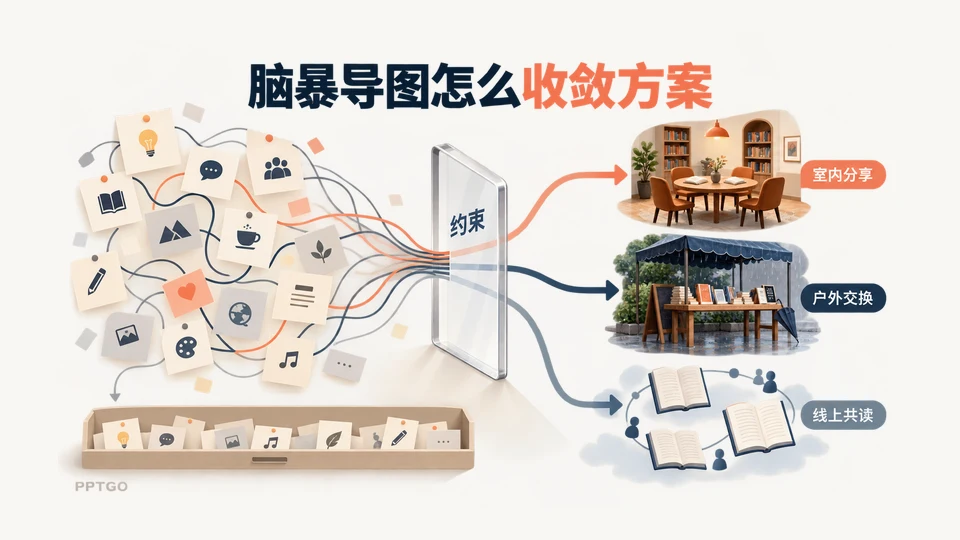 头脑风暴导图如何收敛成方案汇报？筛选标准与备选路径