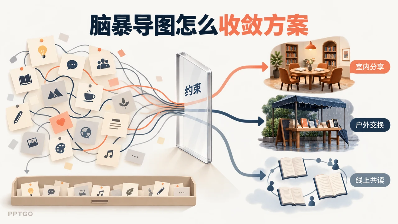 发散的读书活动想法经过约束检查，形成三条可比较的方案