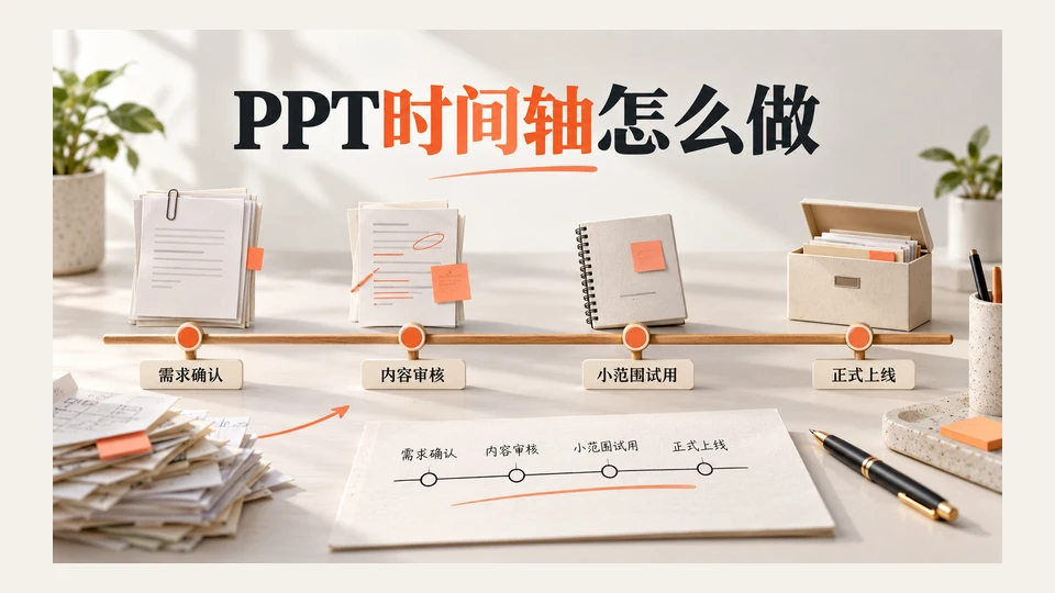 PPT时间轴怎么做？形状、模板与AI生成的3种方法