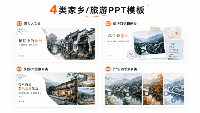 4类家乡/旅游PPT模板