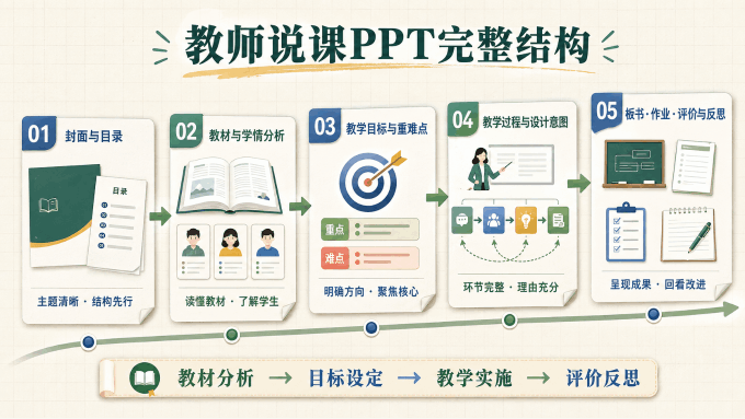 教师说课PPT从教材分析到教学反思的完整结构