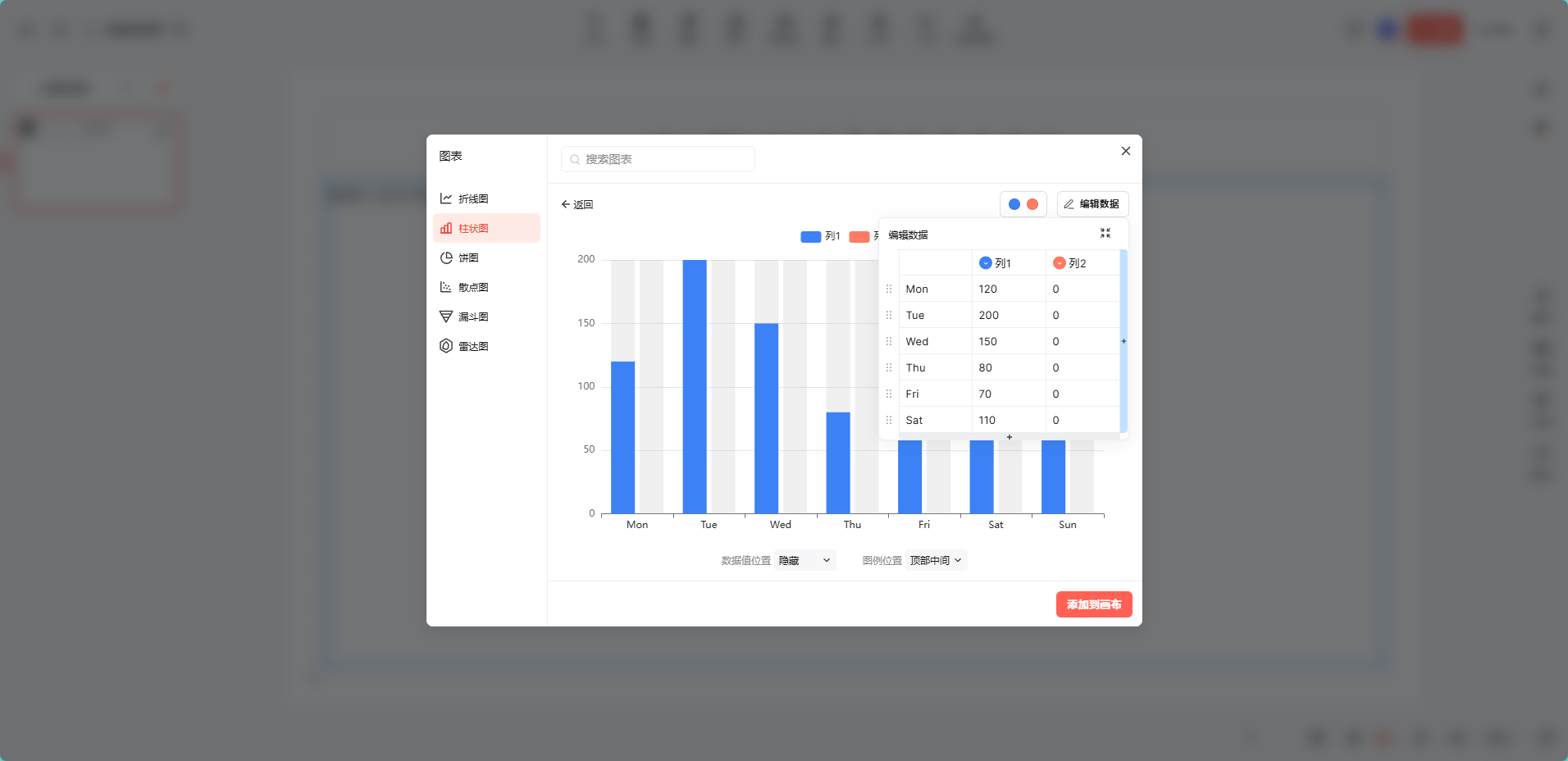 编辑柱状图数据