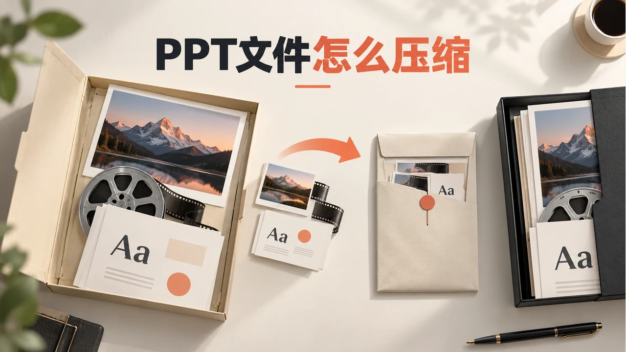 PPT交付文件按图片、视频和字体分项减小体积,旁边保留源稿
