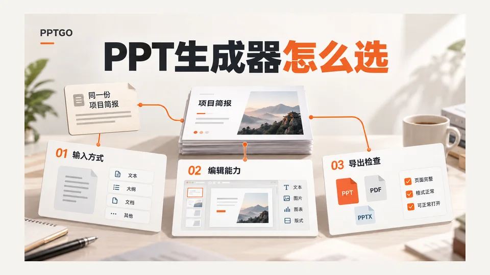PPT生成器怎么选？输入方式、编辑能力与导出检查
