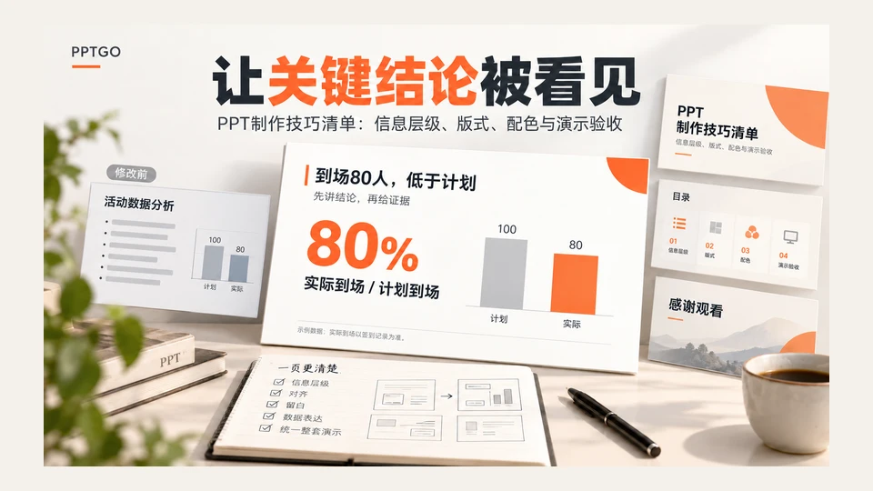 PPT制作技巧清单：信息层级、版式、配色与演示验收