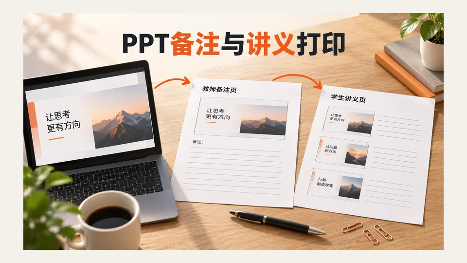 PPT备注和讲义怎么打印?讲师稿、学员版与分页设置