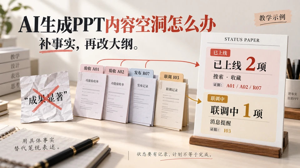 AI生成PPT内容空洞怎么办？补材料与改大纲