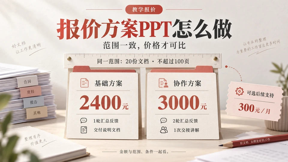 报价方案PPT怎么做？版本差异与费用条件