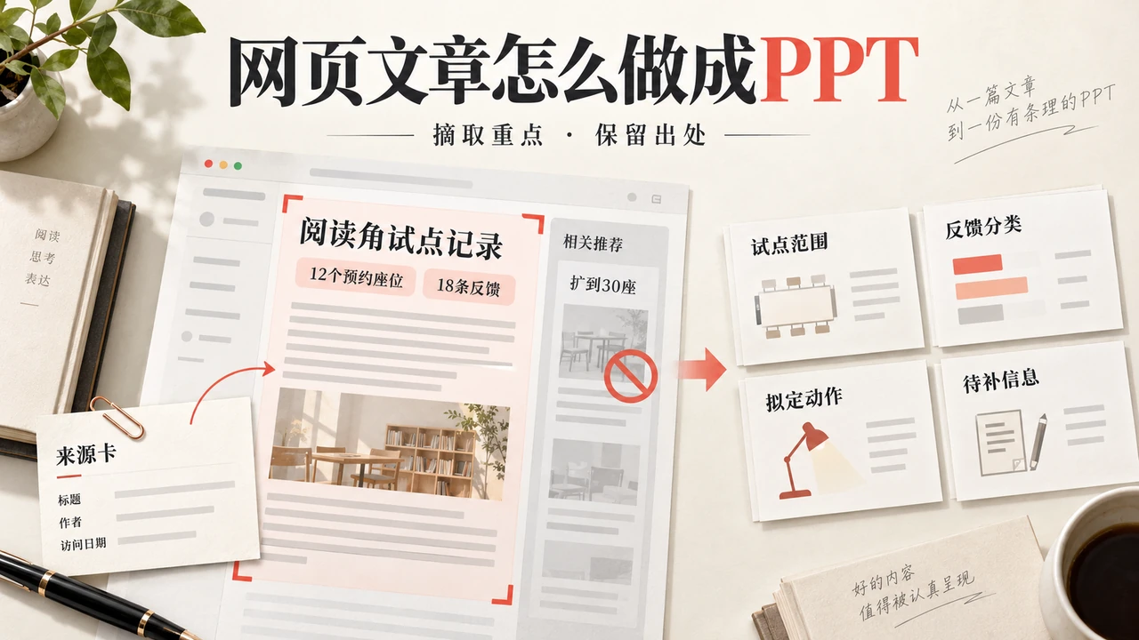 网页正文与推荐侧栏分离，保留来源后整理成演示页面