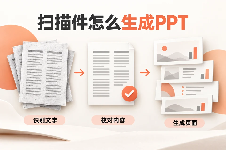 扫描报告经文字识别和校对后整理成PPT大纲的三步流程