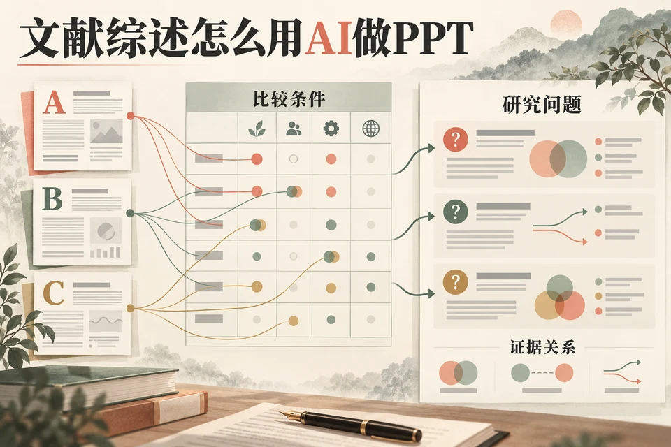 三份文献材料按研究条件与指标分组,整理为文献综述主题页