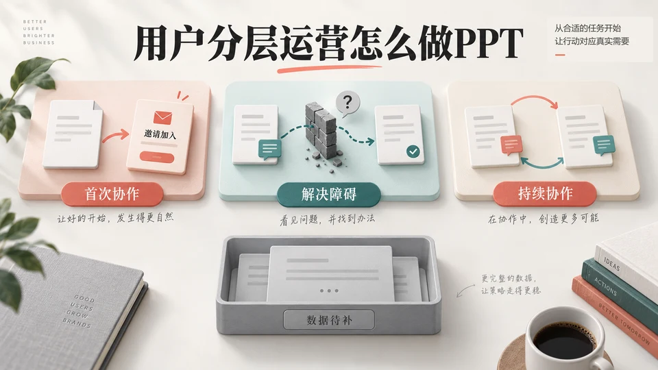 三个用户分组分别连接首次协作、障碍解决和稳定复用任务