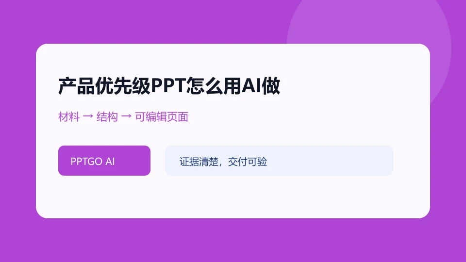 产品优先级PPT怎么用AI做?RICE评分与取舍的任务结构示意
