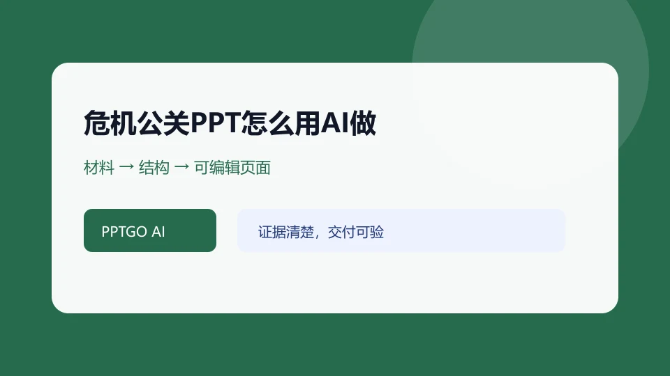 危机公关PPT怎么用AI做?事件、回应与行动的任务结构示意