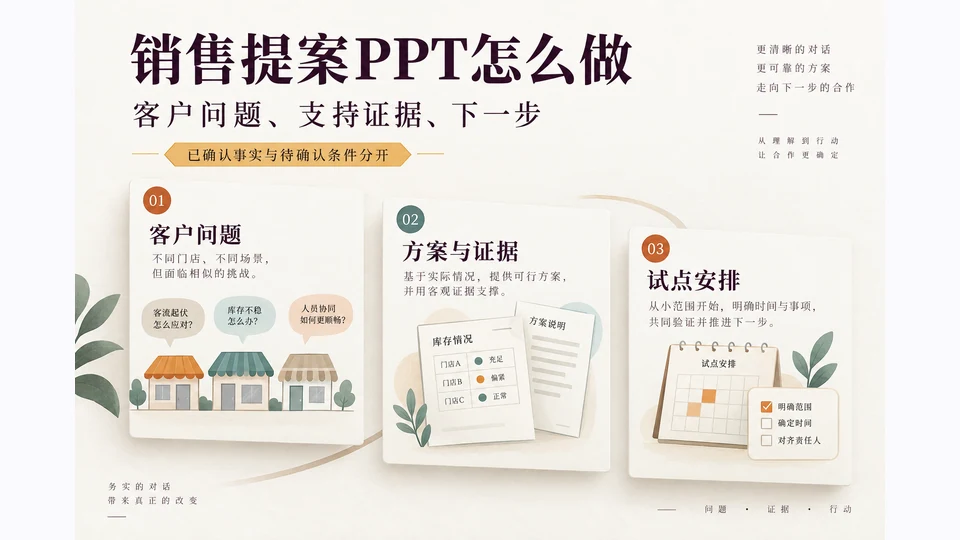 销售提案PPT怎么做？客户问题、证据与下一步