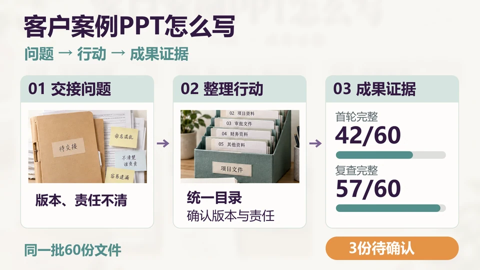 客户案例PPT怎么写?问题、方案与成果证据