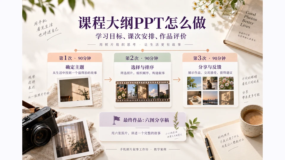 课程大纲PPT怎么做？目标、课时与考核安排