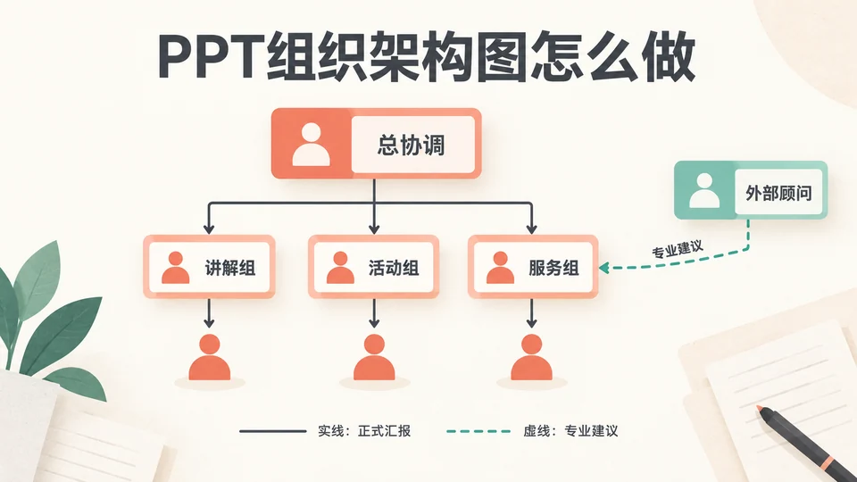 PPT组织架构图怎么做？层级与汇报关系