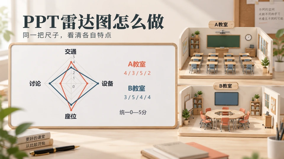PPT雷达图怎么做？评分尺度与多维对比