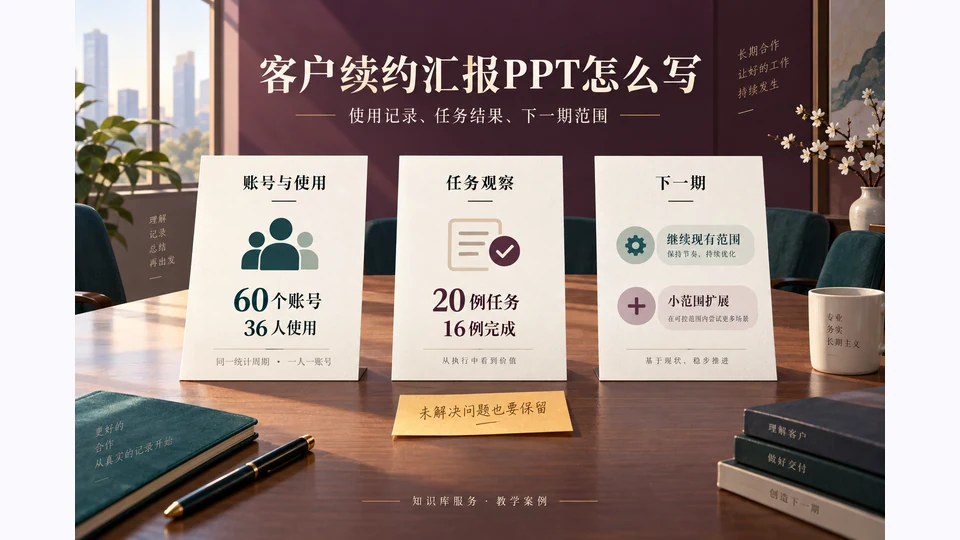 客户续约汇报PPT怎么写？使用价值与后续计划
