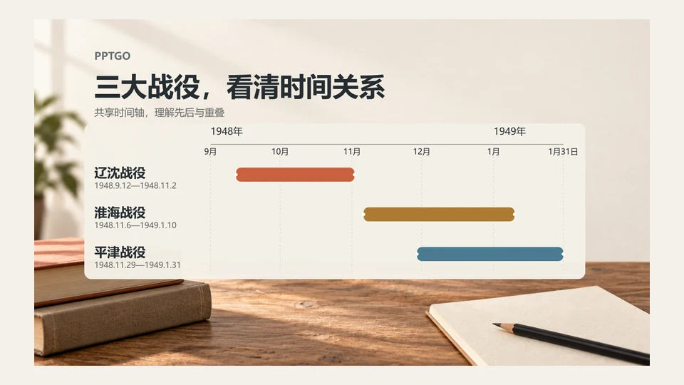 三大战役PPT课件怎么做?史实结构、时间线与课堂呈现